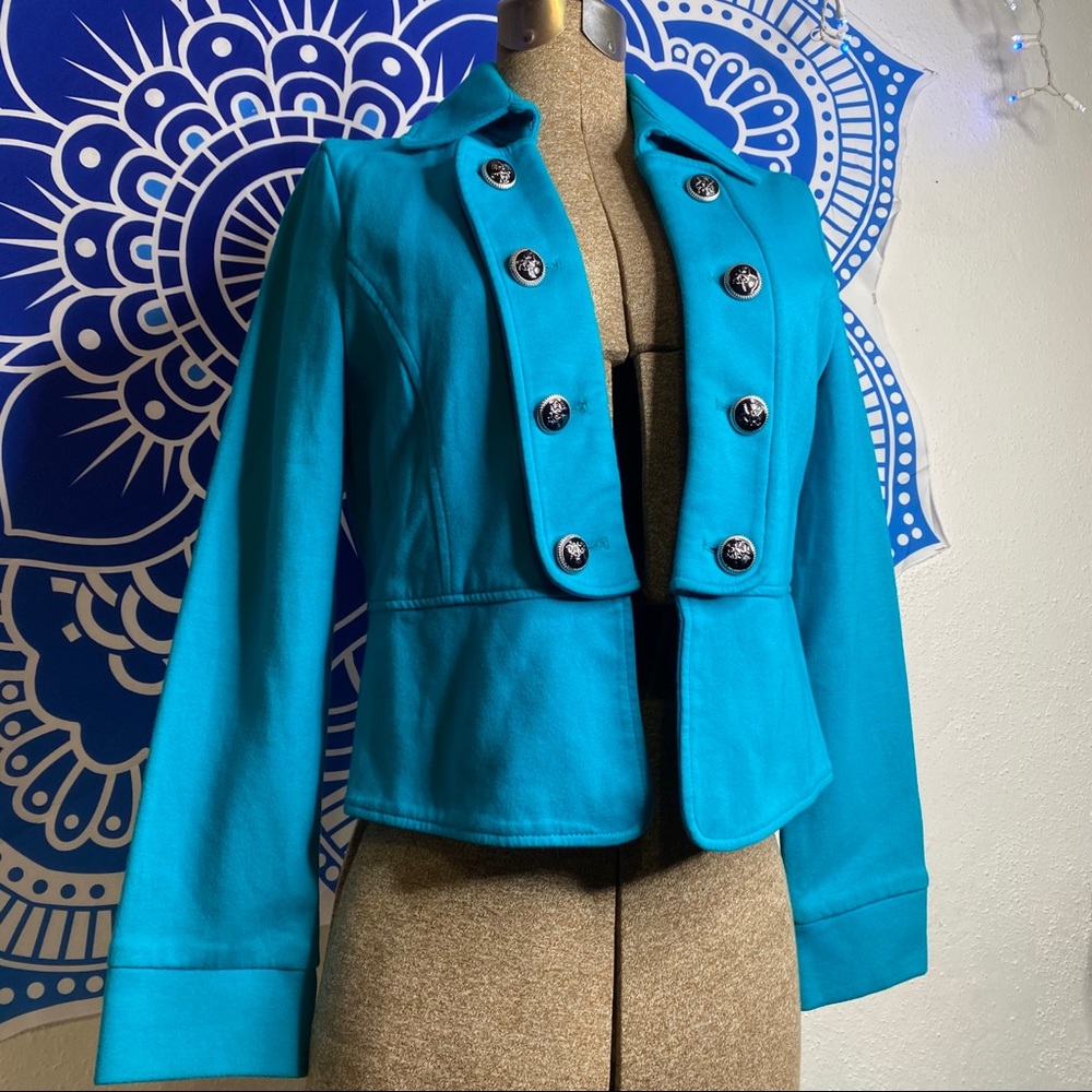 Turquoise Blazer with removable Ruffle - Picture 10 of 13
